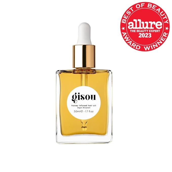 Gisou Honey Infused Hair Oil - Hydrating & Frizz Control Treatment with Mirsalehi Honey, Adds Shine & Heat Protectant for All Hair Types, 1.7 Fl Oz