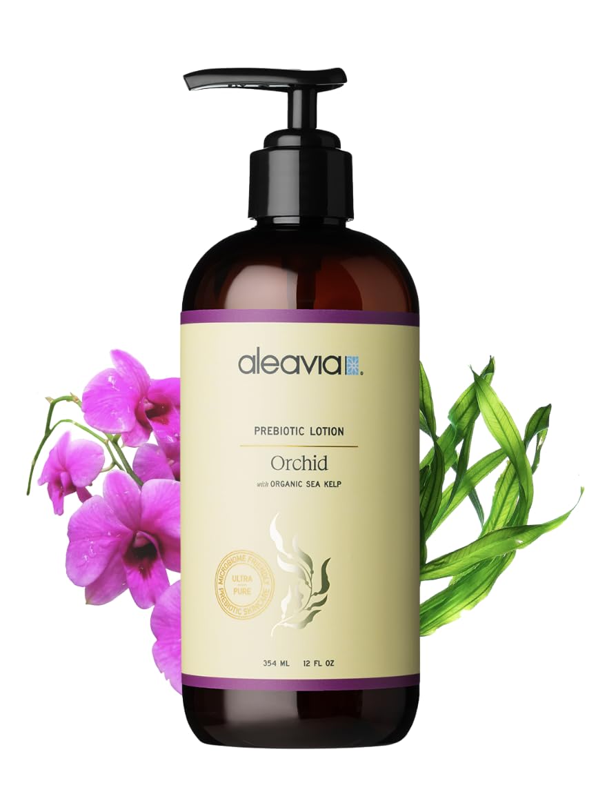 Aleavia Orchid Prebiotic Body Lotion – Lightly Scented, All-Natural Moisturizing Body Lotion with Organic Essential Oils for Soft, Smooth Skin – 12 Oz