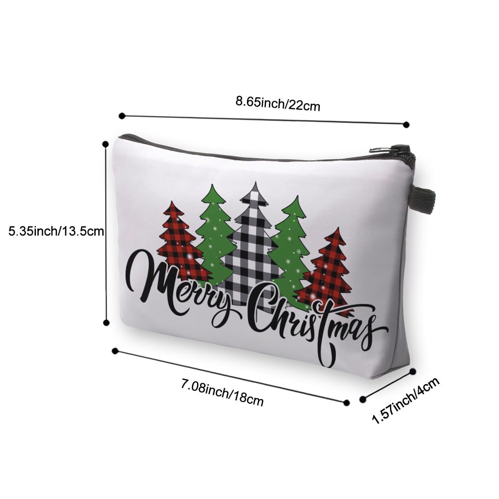 Loomifang Small Makeup Bag Cosmetic Bag for Women, Pretty Design Organizer Case with Zipper Closure, Lightweight and Water-Resistant Make Up Bag - 8.65"x 5.35" x 7.08"（Merry Christmas）