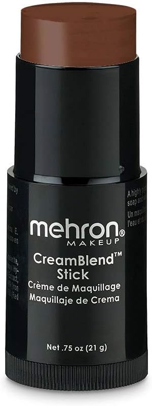 Mehron Makeup CreamBlend Stick | Face Paint, Body Paint, & Foundation Cream Makeup | Perfect for Halloween.75 oz (21 g) (Sable Brown)