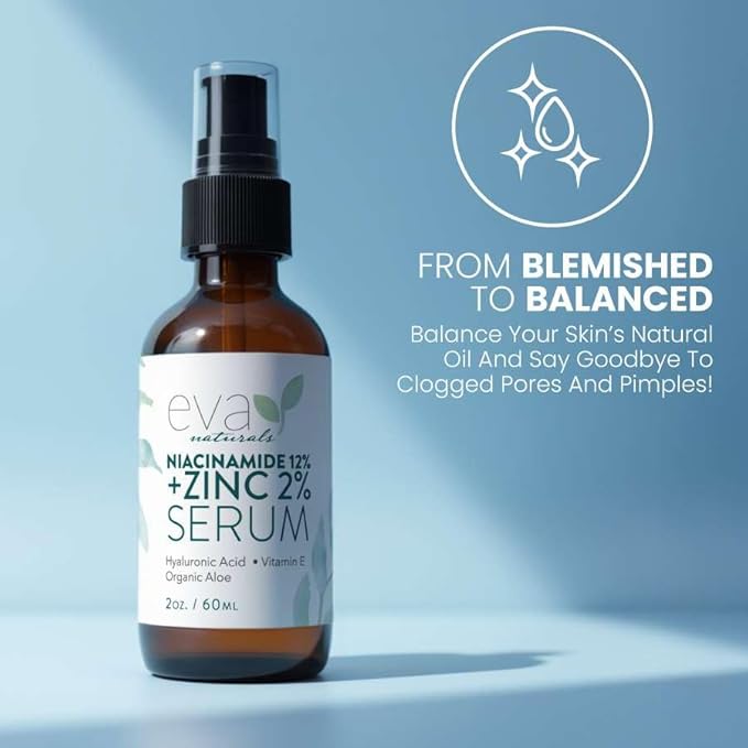 Niacinamide 12% Serum for Face w/Zinc & Hyaluronic Acid – Vitamin B3 & E Pore Minimizer for Dark Spot Corrector, Even Skin Tone, Oil Control, Brightening & Hydrating for Women, 2 Fl Oz