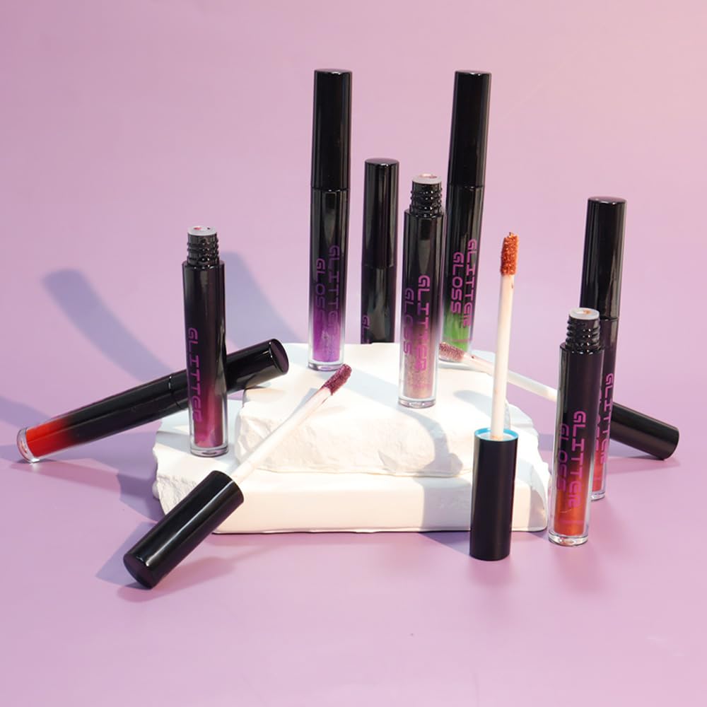 CAKAILA Dark Purple Metallic Lipstick for Women,Glitter Sparkling Liquid Lipstick,Long Lasting Waterproof Lightweight Comfortable Non-Drying Bold Dark Lip Gloss for Gothic Stage Makeup,Vegan