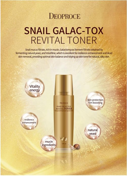 DEOPROCE Snail Galac Revital Toner 130ml, Hydrating Facial Toner for Smooth & Radiant Skin, Korean Skincare