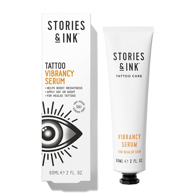 Stories & Ink Tattoo Care | VIBRANCY SERUM for Healed Tattoos | Brightening Treatment to Enhance Ink Color & Restore Faded Tattoo Pigment, Lightweight Hydrating Aftercare, 60 mL / 2 Fl Oz