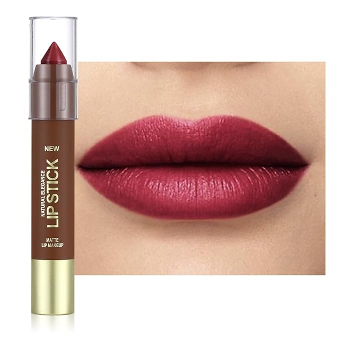QIDSTERS Matte Lipstick Crayon Set for Women, Cherry Red 24 Hour Lipstick Lip Liner Pencil, Neutral Lip Stick Lipliner Long Lasting Waterproof Smudge Proof, Vegan & Cruelty-Free, 06