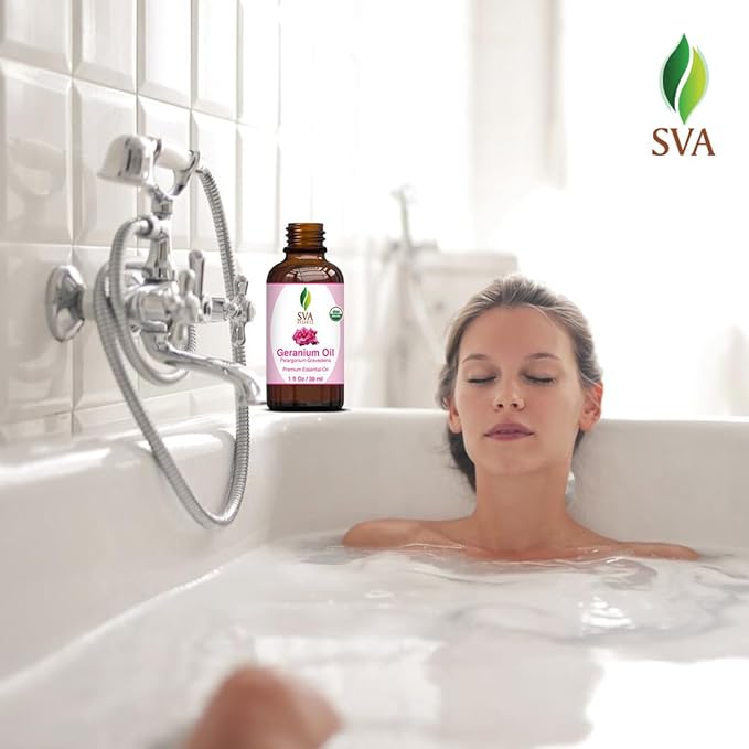 SVA Organic Geranium Essential Oil with Dropper, 1 Fl Oz (30 ml)