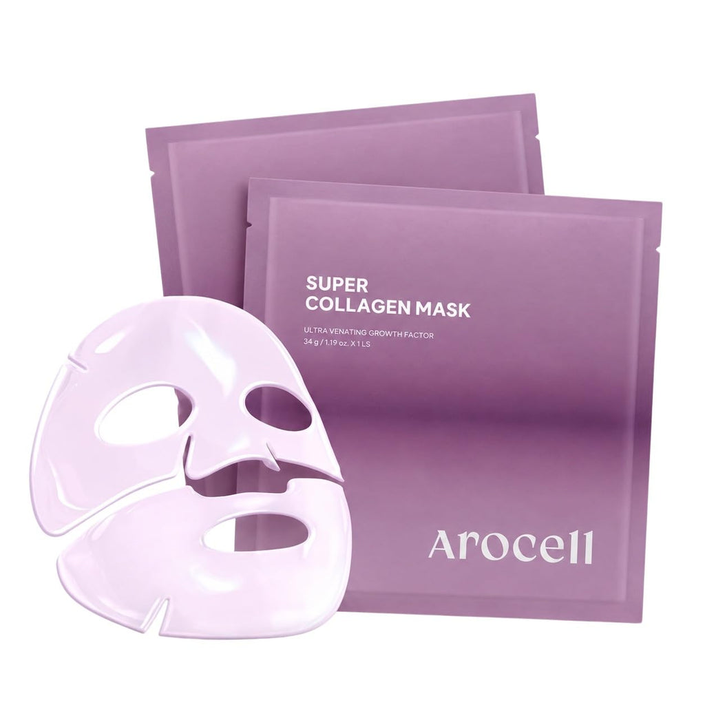 AROCELL Super Collagen Overnight Hydrogel Mask with Retinol, Stem Cell & Pure Atelo Collagen | Firming, Lifting, Plumping, Long-Lasting Glow | Korean Glass Skin Care | 43g x 2