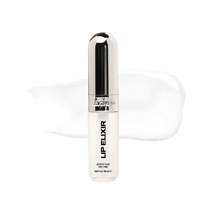 Sacheu Lip Elixir Hydrating Lip Gloss, High-Shine, Bunny Ear (Clear)