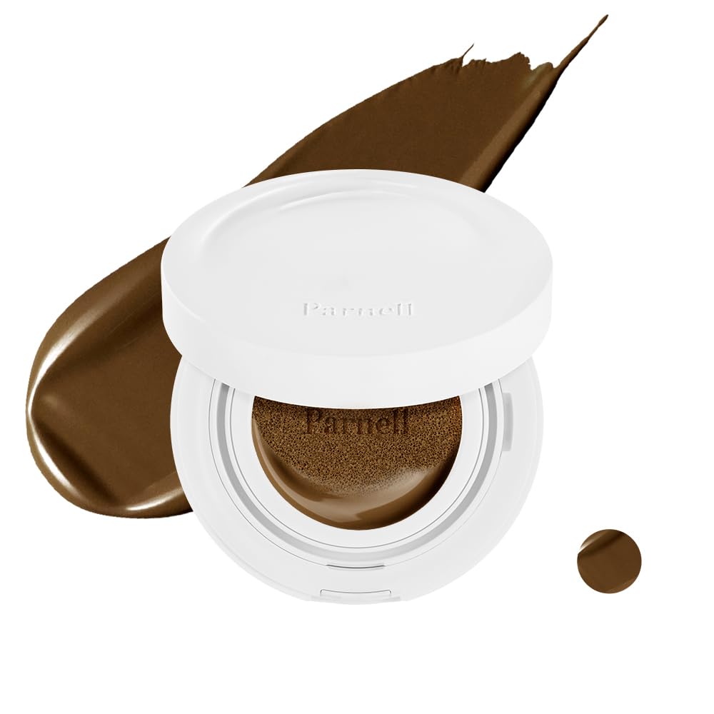 Parnell Cicamanu Serum Cushion 59N Ebony 0.52 fl oz | Hydrating Serum Foundation for Soothing, Pore Blurring & Radiant Glass Skin | Lightweight Korean Cushion for Sensitive Skin | K-Beauty