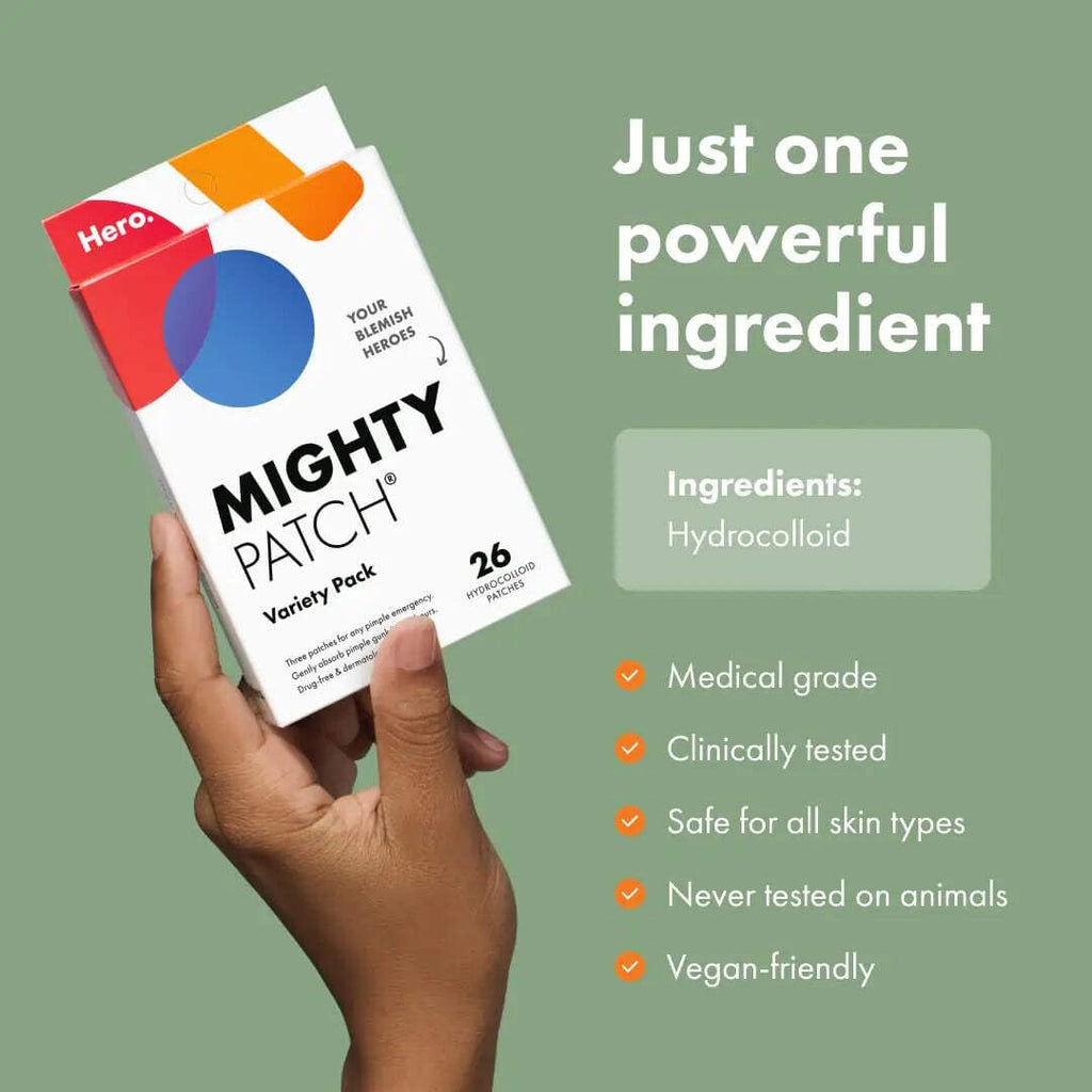 Mighty Patch Hero Cosmetics Variety Pack of Acne Pimple Patches, 26 Ct