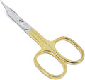 Camila Solingen CS03 Professional Nail Cuticle Scissors, Hypoallergenic Gold Plated Sharp Curved Manicure Pedicure Grooming for Finger and Toe Nail Care. Made of Carbon Steel in Solingen, Germany