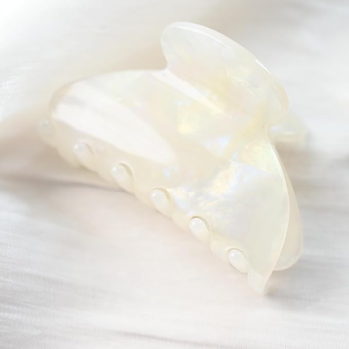 Prettyou Handmade Celluloid Acetate French Design Barrettes Tortoise Shell Claws Hair Claw Luxury Fashion Accessories Hair Clip for Women (jade white)