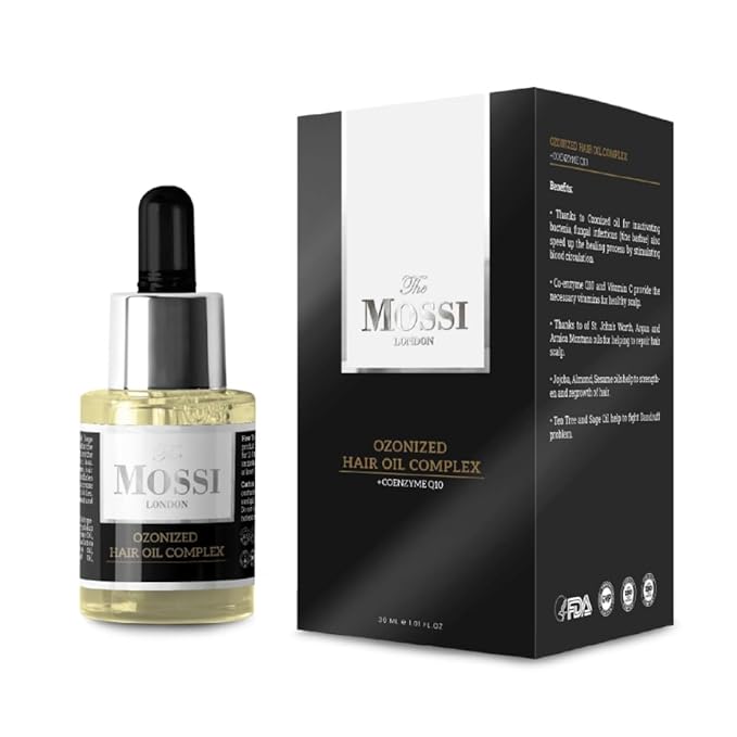 The Mossi London Ozonized Scalp Oil - Hair Growth with Argan, Jojoba & Vitamin C - Dry Scalp Treatment for Thicker-Looking Hair - Ozone Oil for Men & Women, 30ml