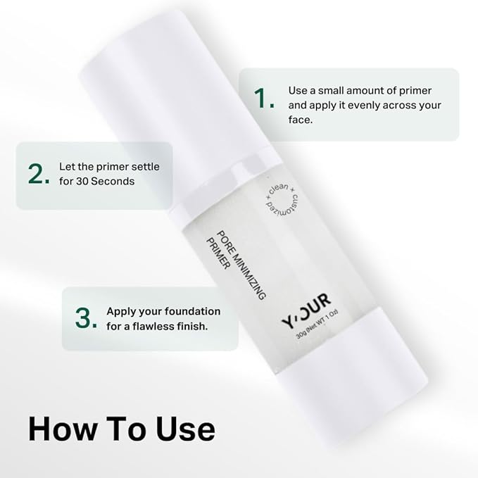 Y'OUR Pore Minimizer Face Primer, Gripping & Blurring Makeup Primer with Vitamin C & E, Oil Control & Brightening, Retinol-Infused Anti-Aging Formula, Soft-Focus Finish, 2-in-1 Primer & Makeup Base