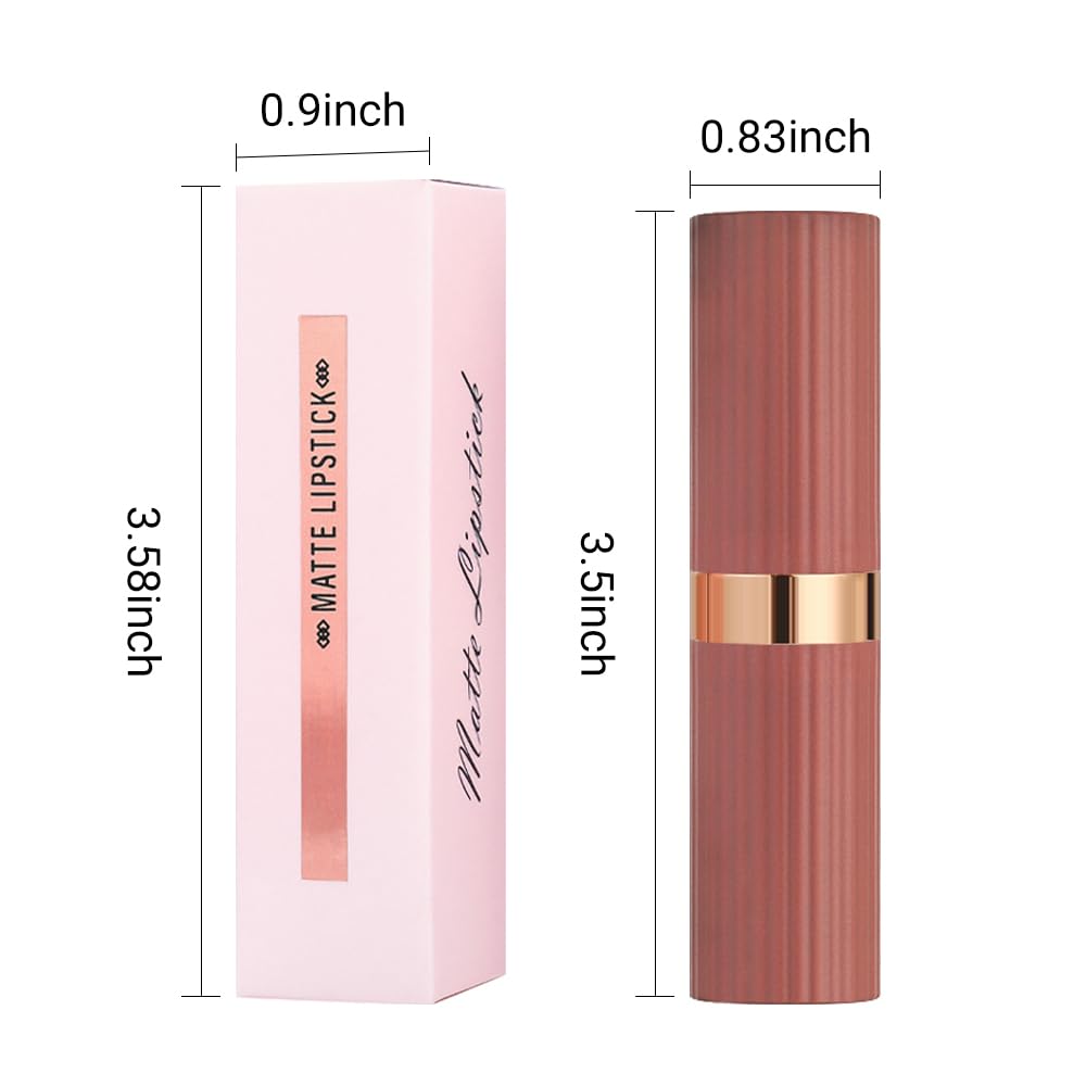 CAKAILA 3Pcs Nude Rose Bright Red Warm Brown Lip Stick,Matte Cream Lipstick Set for Women,Long Lasting Waterproof Smudge Proof Velvet lipsticks Crayon,Lip Makeup Kit Travel Size,Vegan & Cruelty-free