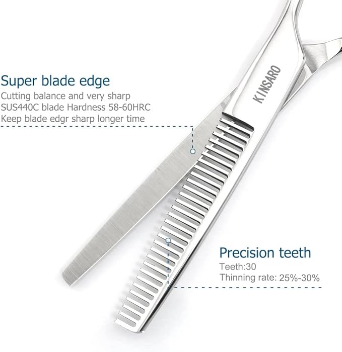 KINSARO Professional 6 Inch Hair Thinning Shears 440C Texturizing Shears