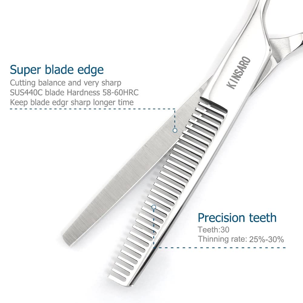 KINSARO Professional 6 Inch Hair Thinning Shears 440C Texturizing Shears