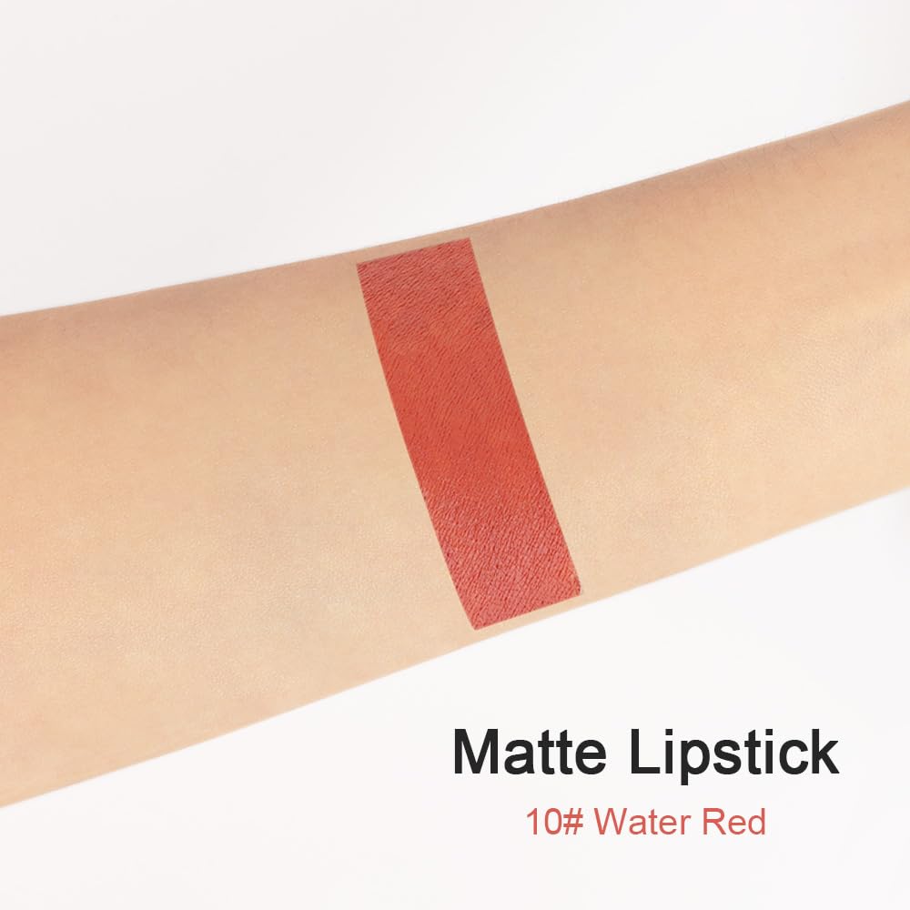 evpct 1Pcs Ruby Red Matte Lipstick and Lip Crayon Liner Pencil Pen Set for Women Lip Stain Long Lasting Waterproof labiales mate magicos 24 horas originales pintalabios permanente 24 horas 10