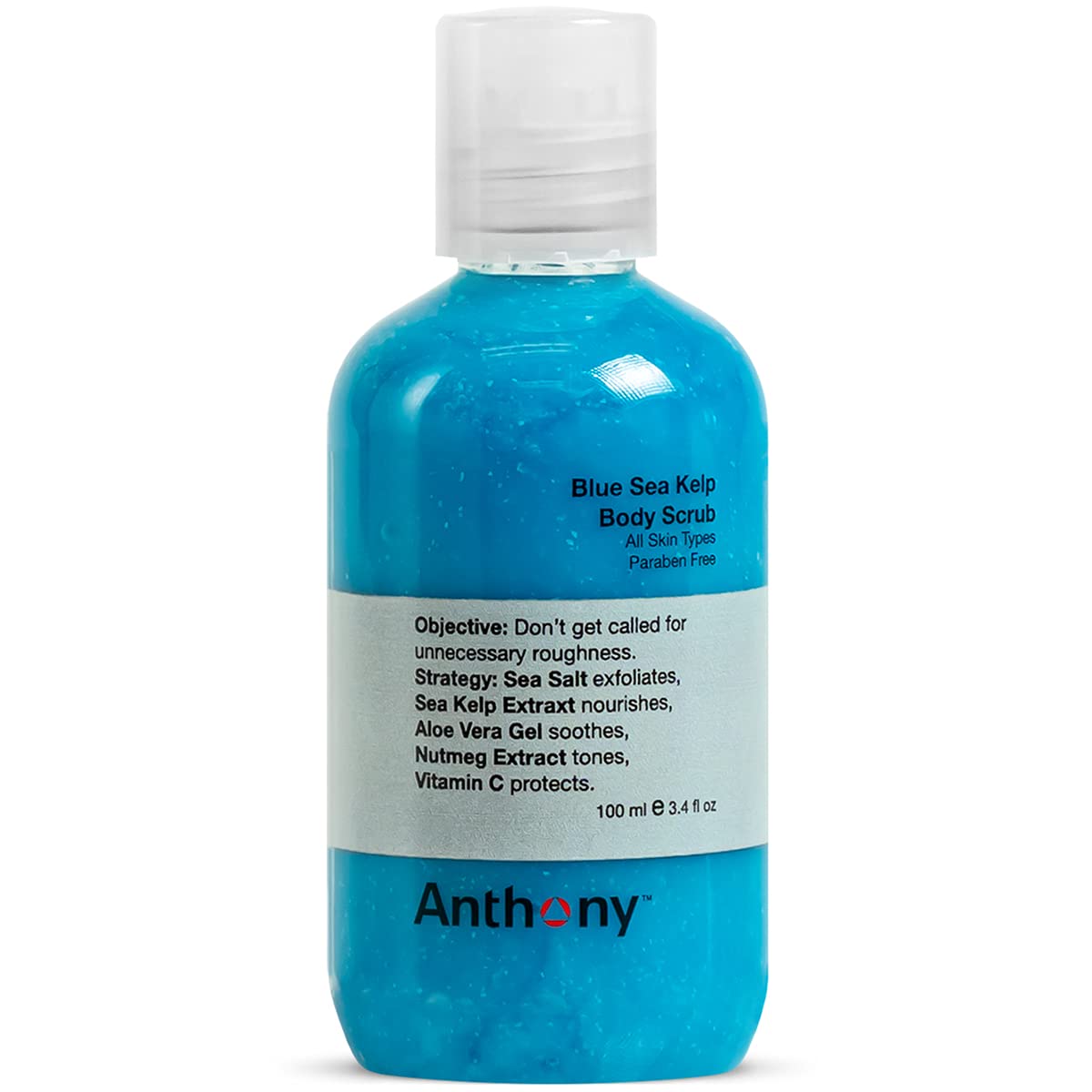 Anthony Exfoliating Body Scrub, Sea Salt, Vitamin C and Aloe Vera, Deep Cleans, Smooths Rough Patches, Soothes and Protects Skin, Hydrating Blue Sea Kelp Body Wash, 3.4 Fl Oz, Refreshes and Revitalizes
