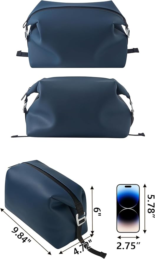 Onbagway 6"x9.84" 4.5L Silicone Toiletry Bag, Navy Blue