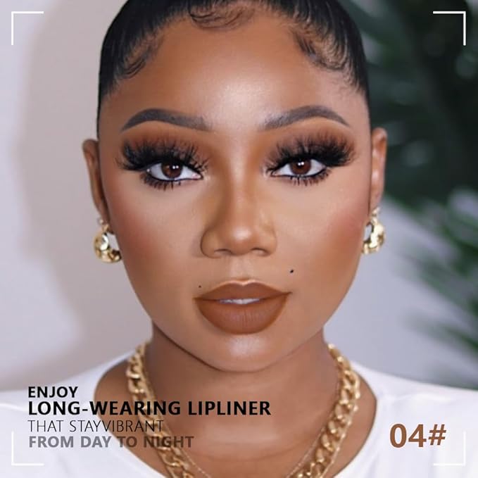 FeiCuiYun Matte Calligraphy Liquid Lip Liner Lipstick Pencil, Dark Brown Long-Lasting Transfer-Proof Lip Stain, Lightweight Lipstick, Sheer Buildable Color, Fades to a Natural Wash of Colors