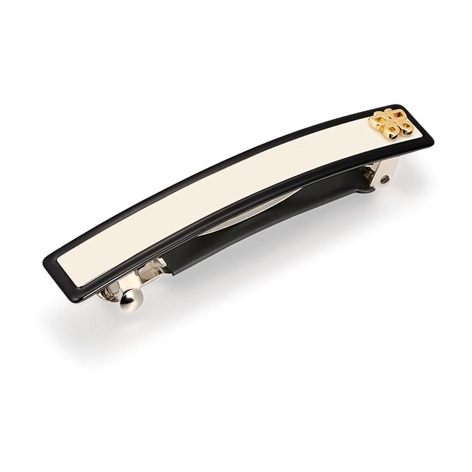 Classic Black & White Hair Barrette for Women, Small, 3.1 inch, 1 Pcs
