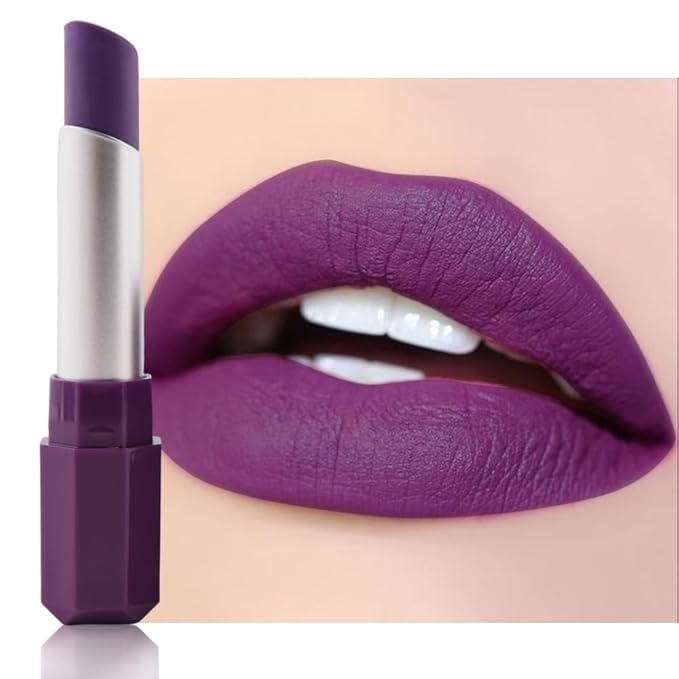IATMOMOD Dark Magenta Cream Matte Lipstick Stick 09#, Longwear Full Coverage Velvet Lip Color, Waterproof Multi-Use Lip & Cheek Makeup for Party & Daily Wear, Labial con color mate para uso diario