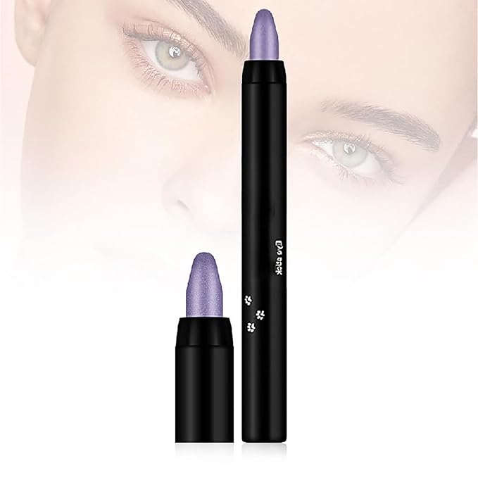 Morekfly Eyeshadow Shimmer Stick, 16 Color Highlighter Eyeshadows Pencil Waterproof Glitter Eye Shadow Eyeliner Pen, Waterproof Eyeshadows Shimmer Stick Long Lasting Brightener Eyeshadow (08 Purple)