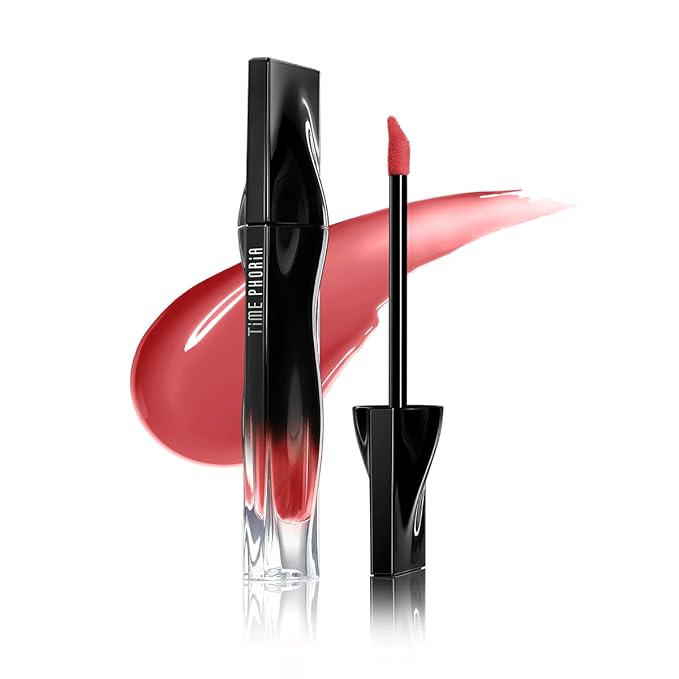 TIMEPHORIA Stellar Dust Lip Stain 002 Gemini, Transfer-Proof Smudgeproof Lip Gloss, Light Coral Pink Tinted Glossy Finish, High-Pigment Vibrant, Hydrating Lightweight Long-Lasting Lip Makeup for Women