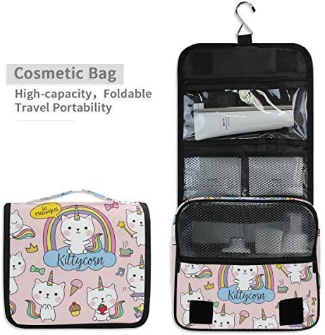 senya Hanging Travel Toiletry Bag Kit Makeup Case Cosmetics Organizer for Men Women unicorn cat