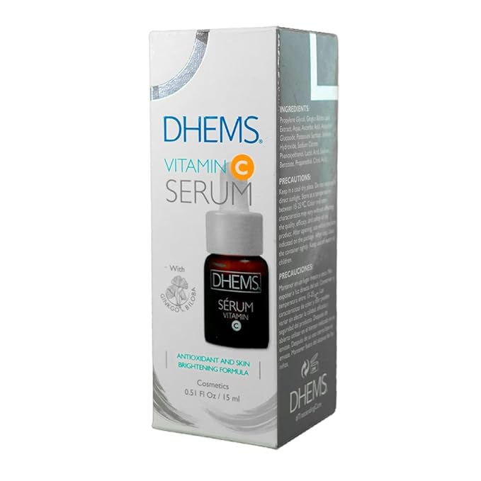 Dhems Vitamin C Brightening Serum for Face – Hydrating & Fast Absorbing Facial Serum for Glowing Skin, Evens Tone & Smooth Texture, Gentle for Sensitive Skin, Lightweight Daily Skincare 15ml