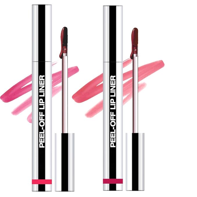 Hxssll 2Pcs Matte Liquid Lip Gloss Stain-Peel Off Lip Liner Tattoo, Long Lasting Peel Off Lip Stain,Waterproof & Transfer-Proof Lip Liner Peel Off Lip Gloss for All Skin Types (#00+#06)