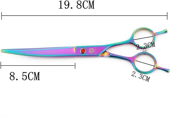 Purple Dragon 7" Dog Grooming Scissors Set with Rhinestone Accent - Rainbow