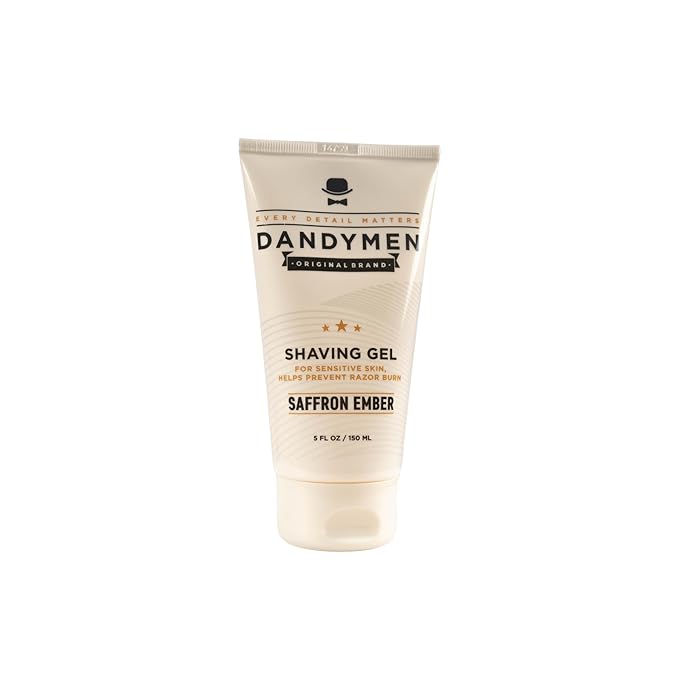 DandyMen Clear Shaving Gel for Men – Precision Edge with Pro-Vitamin B5 – Non-Foaming & Hydrating for Sensitive Skin – Saffron Ember, 5 oz