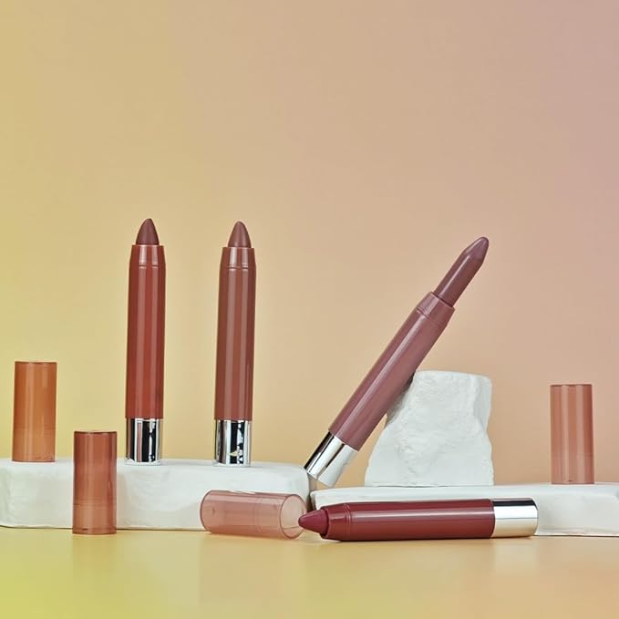mekuel 2Pcs Pink Mauve & Wine Red Hydrating Cream Lipsticks Lip Crayon for Women, Natural Moisturing Lipstick Longwear Lip Liner Crayon Set for Ombre Shades, Creamy Lips Stick Tinted Lips Balm Set, D
