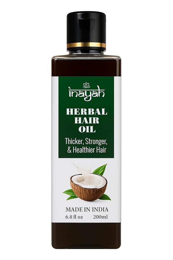 Inayah Ayurvedic Oil | With Coconut Oil, Bhringraj, Amla, Hibiscus & 30+ Natural Herbs | Supports Hair Growth | For Hair Fall Concerns | Postpartum Hair Care | 200ml