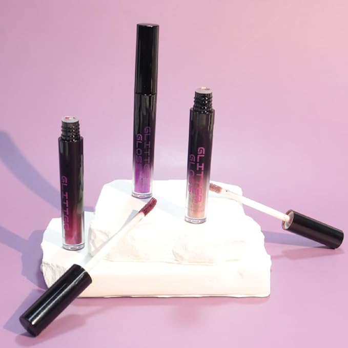 CAKAILA Taupe Purple Dark Purple Metallic Lipstick for Women,Glitter Sparkling Liquid Lipstick,Long Lasting Waterproof Lightweight Non-Drying Bold Dark Lip Gloss for Gothic Stage Makeup,Vegan