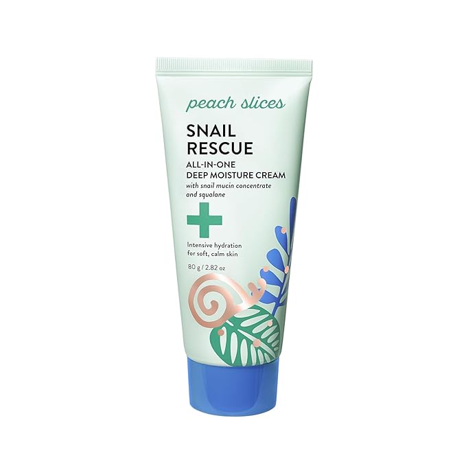 Peach Slices - Snail Rescue All-in-One Deep Moisture Cream (2.82 oz) - Snail Mucin - Intensive Hydration, Soft Skin - Squalane, Hyaluronic Acid & Cica - Clean, Cruelty Free, Korean Skin Care & Beauty