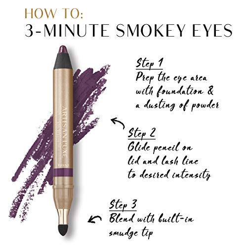 Artisan L'uxe Beauty Velvet Jumbo Violet Eyeliner with Free Sharpener | Blendable Makeup for Smokey Eyes - Waterproof Smudge Proof Pencil Eyeliner, Built-in Smudger & Long Lasting