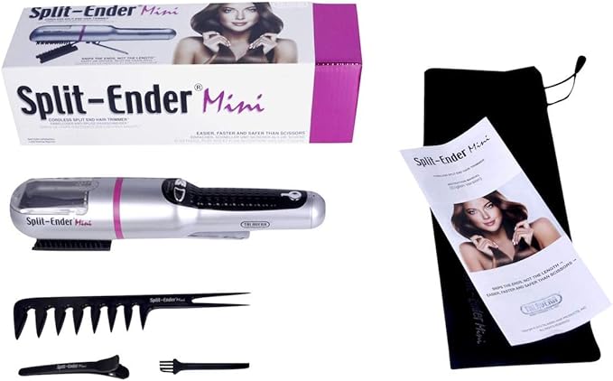 Split Ender Mini – Original Cordless Split End Hair Trimmer for Dry, Damaged, Brittle, Broken, Curly, Frizzy, or Straight Hair – Battery Operated (3 AAA) – At Home Hair Care & Styling Tool – Pink