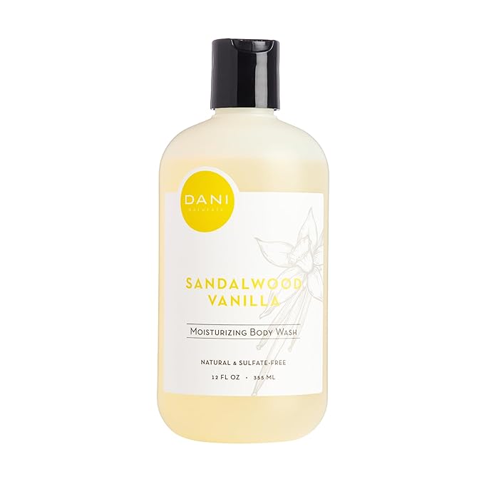 DANI Naturals Sandalwood Vanilla Body Wash, Sulfate-Free and Vegan,12 fl oz