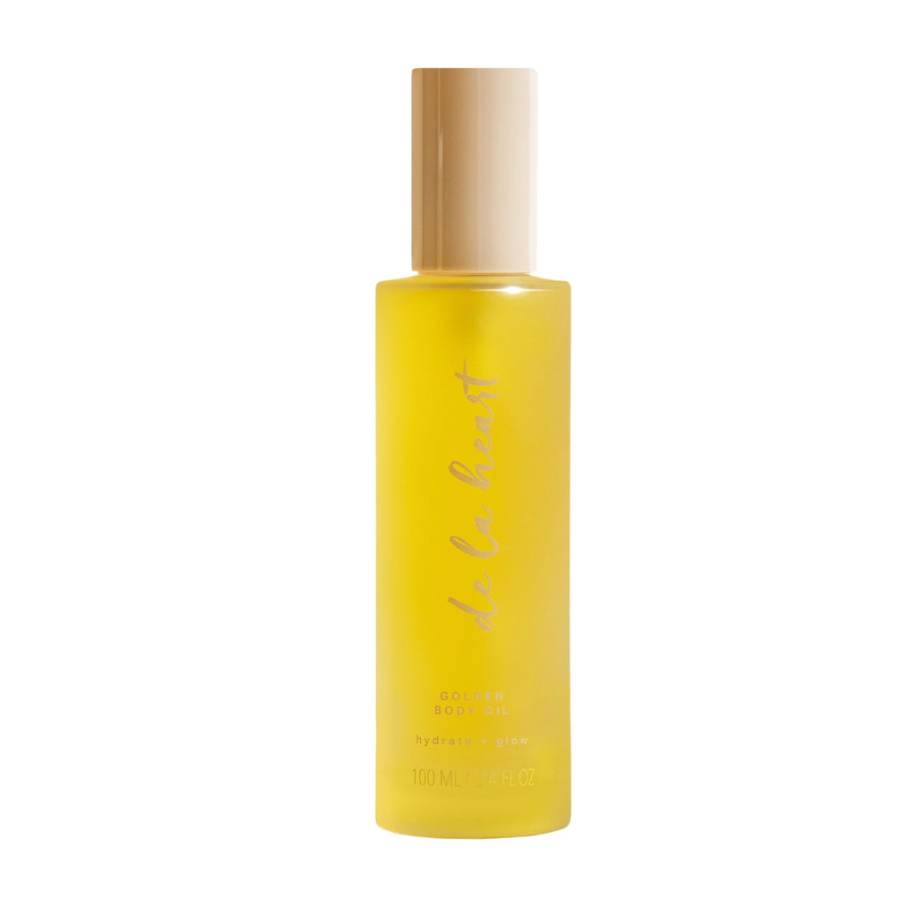 de la heart Golden Body Oil 3.4 fl oz | Nourishing Lightweight Body Moisturizer for Radiant, Silky Skin | Fast-Absorbing Natural Oil Blend with Subtle Glow | Hydration & Softness for All Skin Types