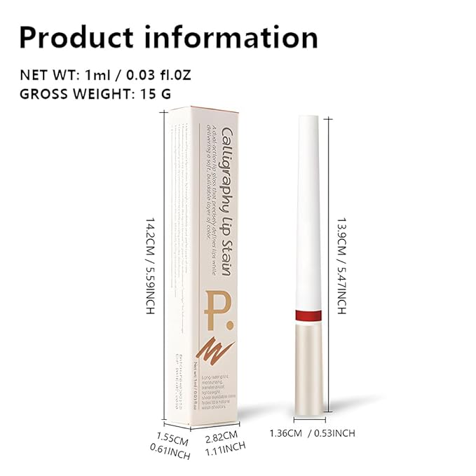 Matte Calligraphy Liquid Lip Liner Lipstick Pencil, Deep Red Long-Lasting Transfer-Proof Lip Stain, Lightweight Lipstick, Sheer Buildable Color, Fades to a Natural Wash of Colors