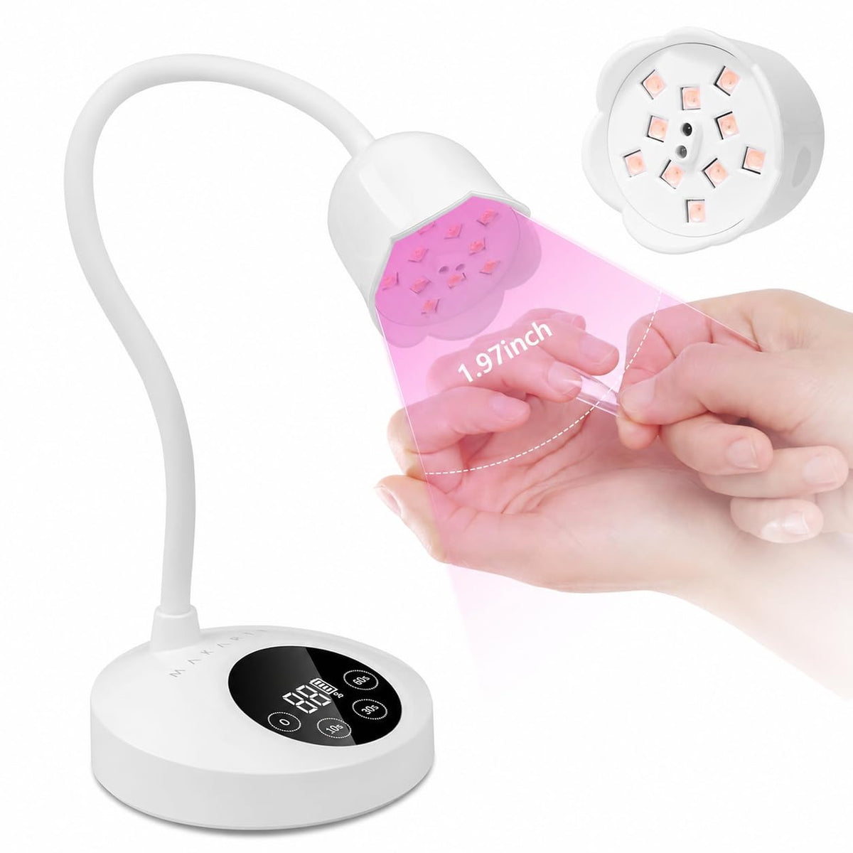 Makartt UV Nail Lamp for Gel Nails Polish Cordless Gooseneck 10s Flash Cure
