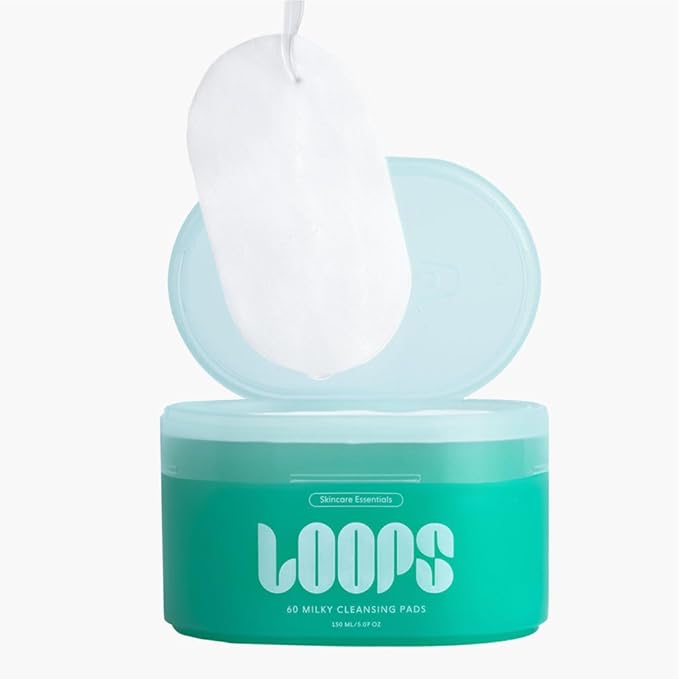 LOOPS Milky Cleanser - Korean Skincare Facial Cleansing Pads, 60 count