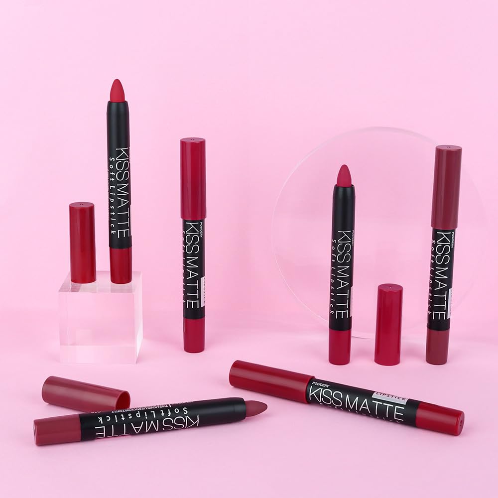 evpct 1Pcs Tan Maroon Matte Lipstick and Lip Crayon Liner Pencil Set for Women Lip Stain Long Lasting Waterproof labiales mate magicos 24 horas originales pintalabios permanente 24 horas 03