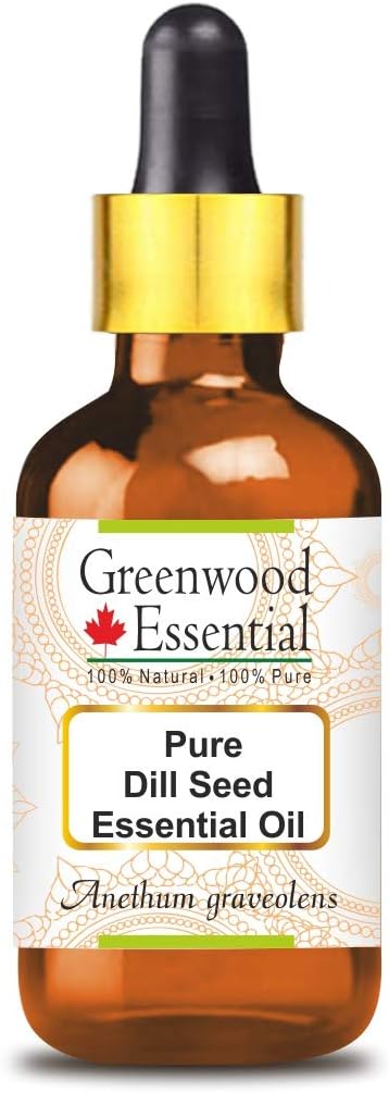 Greenwood Essential Dill Seed Essential Oil (Anethum graveolens) with Glass Dropper | Pure | Non-Sticky | Non-Greasy | Lightweight | Men & Women | All Skin Types | Steam Distilled 30ml (1 oz)