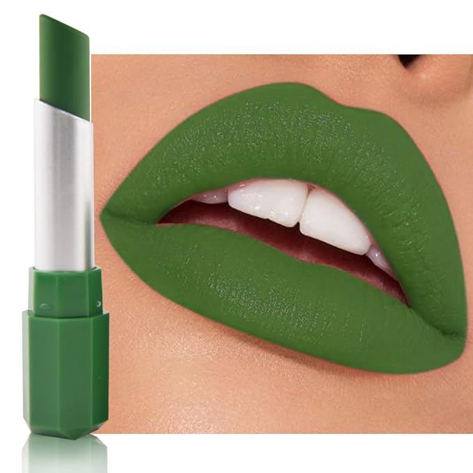 IATMOMOD Light Green Cream Matte Lipstick Stick 20#, Longwear Full Coverage Velvet Lip Color, Waterproof Multi-Use Lip & Cheek Makeup for Party & Daily Wear, Labial con color mate para uso diario