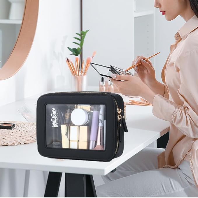 FASAOH Clear Makeup Bag with Mini Cosmetic Bags,Travel Toiletry Bag for Women,Portable Cosmetic Bag Case, Transparent Waterproof Cosmetic Organizer Storage Bag for Women Men