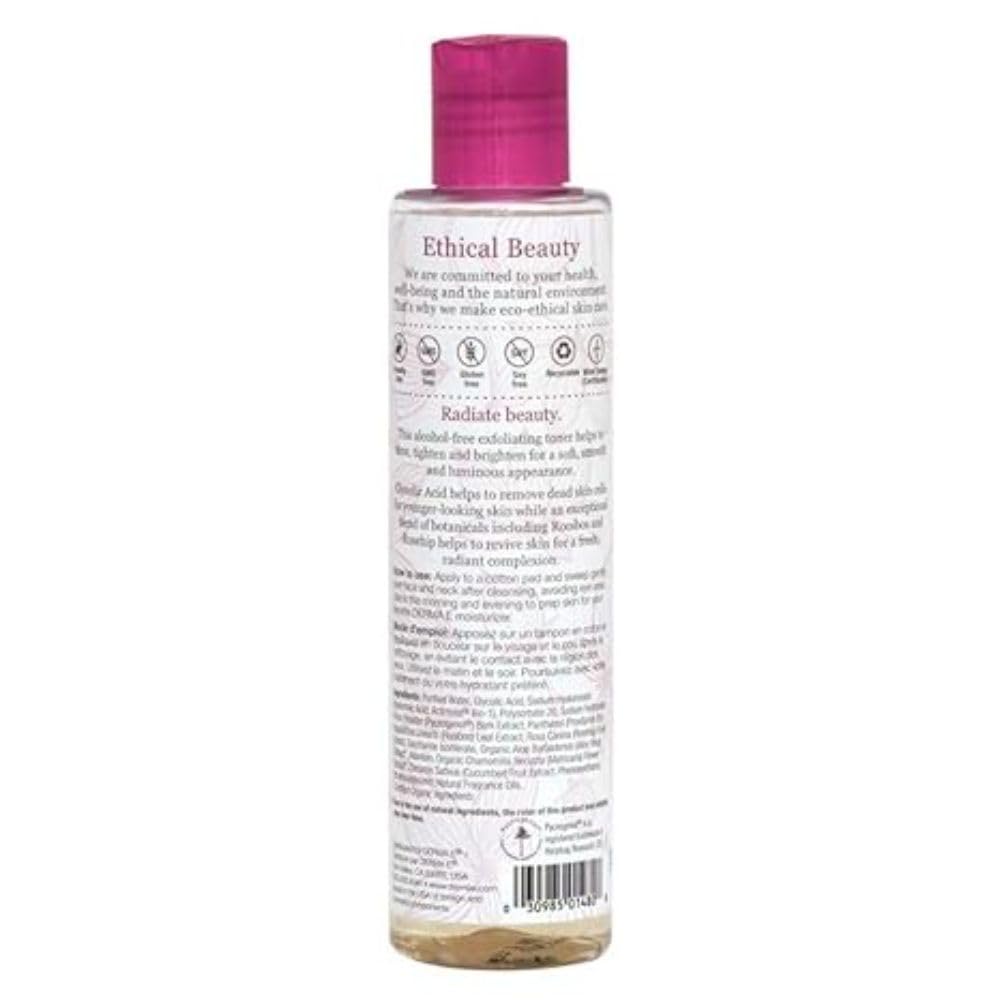 DERMA E Radiance Toner, 6 Fl Oz, Brightening & Exfoliating Toner for Face